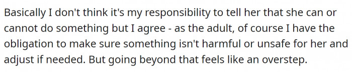 She doesn't want to cross the line