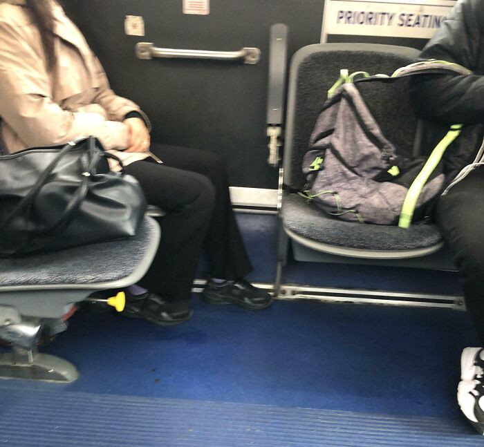 "Bus Is Completely Full And People Are Standing. (Yes I Asked Them To Move Their Bags, Shouldn’t Have To)"