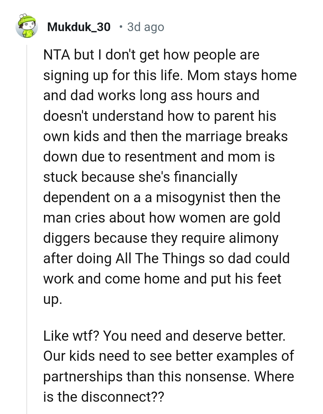 This Redditor Believes That the Kids Need to See Better Examples of Partnership