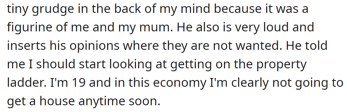 Consequently, she still holds a tiny grudge: