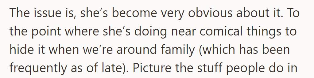 Amber's pregnancy is becoming obvious, and she's doing funny things to hide it around family.