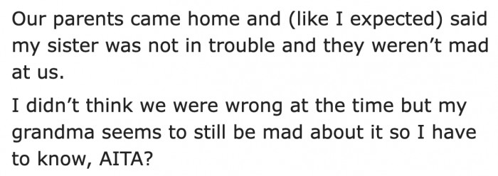 The parents don't really mind it when the younger sister drinks from the fridge.