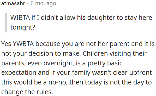 It's normal for children to visit their parents, including overnight stays.