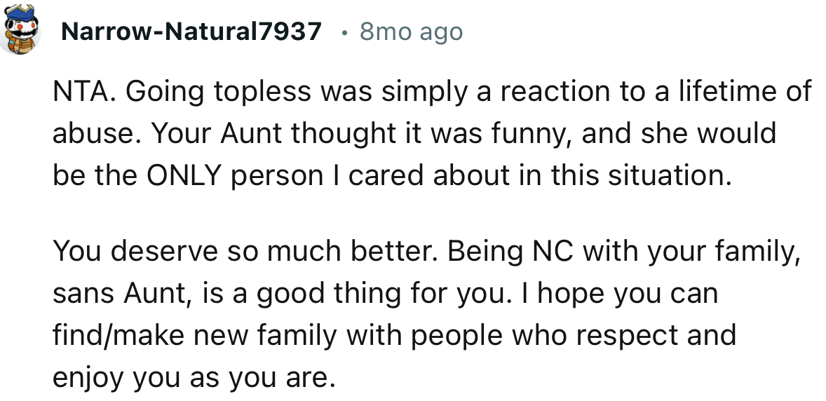 “I Hope You Can Find/Make New Family with People Who Respect and Enjoy You as You Are.”