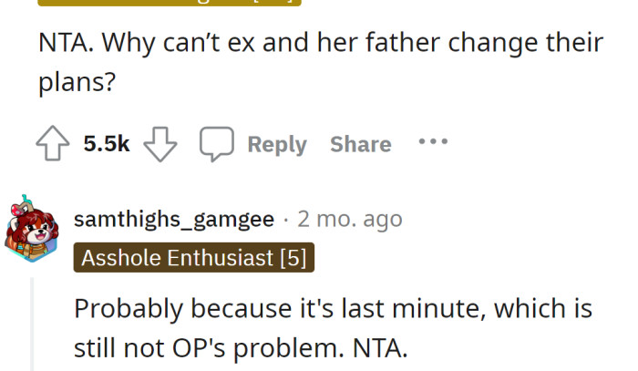 A Redditor told him he was not in the wrong