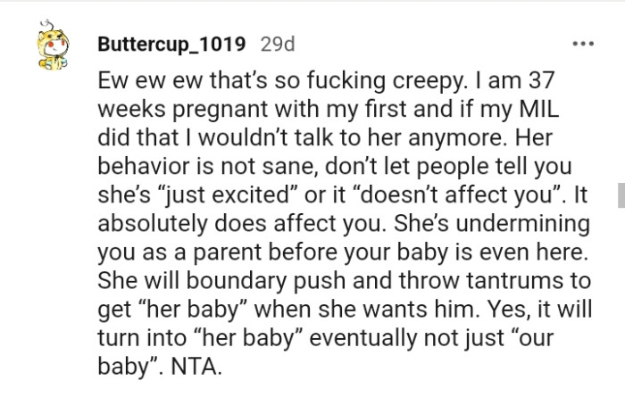 The baby will eventually become her baby