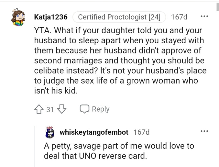 It's not the husband's place to judge