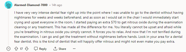 I have very, very intense dental fear