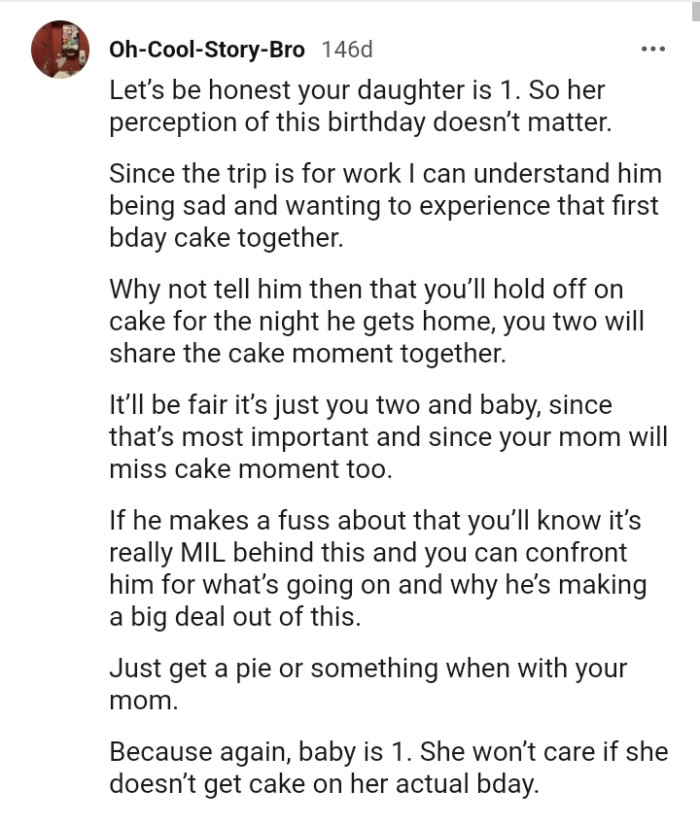 It will be fair if it's just them and the baby