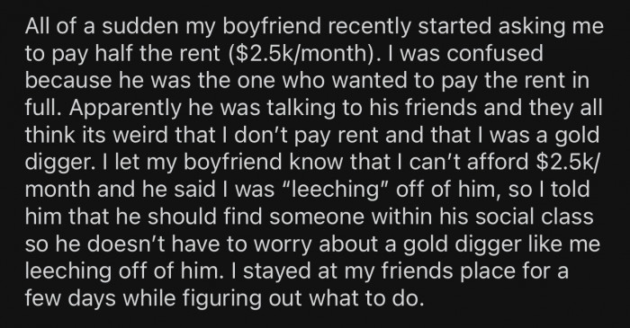 OP was confused after her boyfriend suddenly changed his mind.