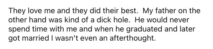 The OP was raised by her grandparents and says her dad was 