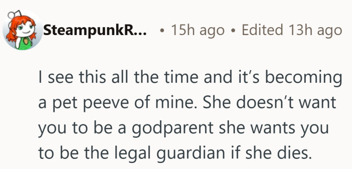 It points out the quiet leap from honorary role to lifelong responsibility that never got spelled out.