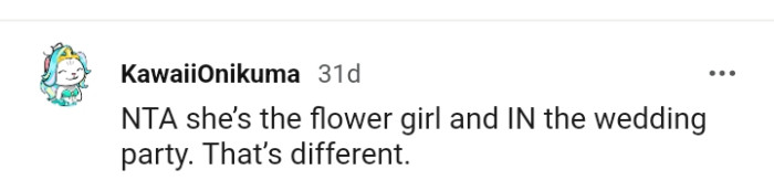 The niece is the flower girl