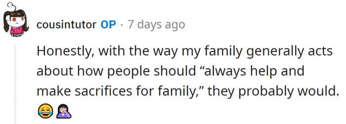 And the OP responded: