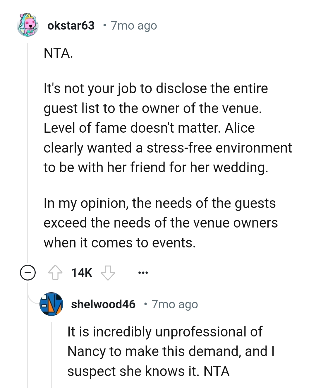 The level of fame doesn't matter