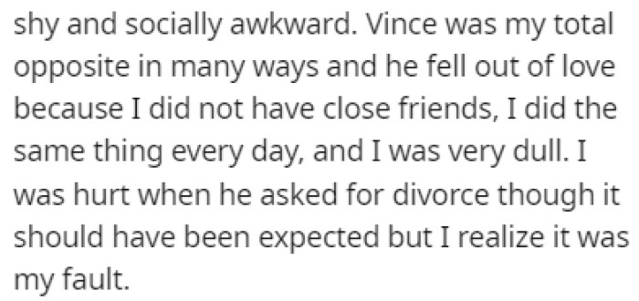 The two weren't a match, and eventually, Vince asked for a divorce
