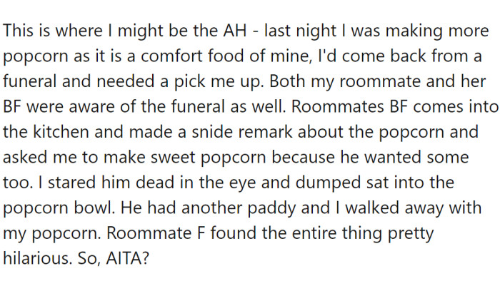 This is where OP stood her ground: