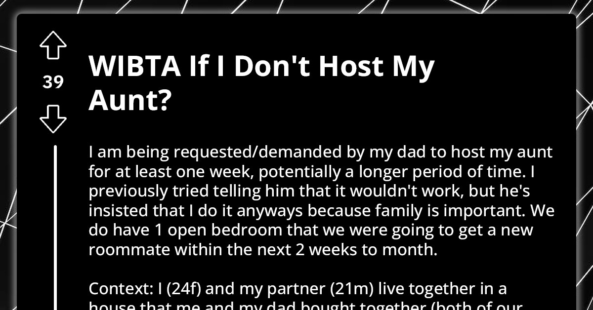 OP Asks Reddit Community If She's Wrong For Refusing Her Father's Demands To Host Her Aunt