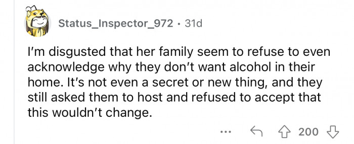 OP's family is already familiar with her past but still chooses to ignore it.