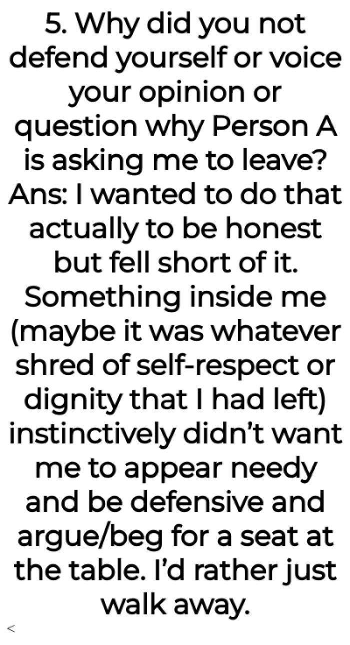 OP explains their mindset in the situation and how they wanted to just walk away.