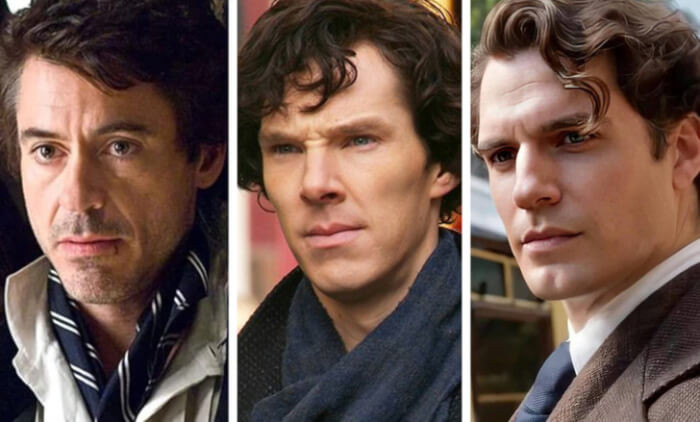 10. Robert Downey Jr., Benedict Cumberbatch, and Henry Cavill as Sherlock Holmes