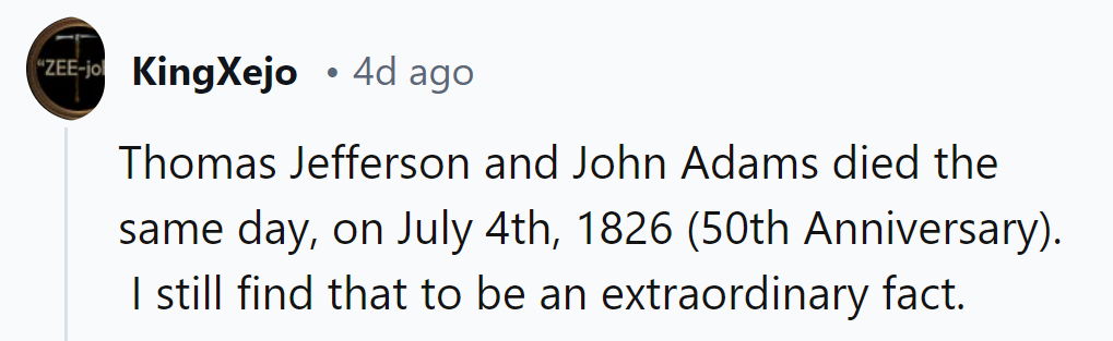 Jefferson and Adams: celebrating Independence Day together, even in their final constitutional amendment.