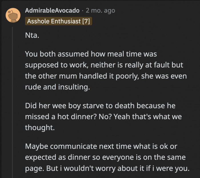 The other kid’s mom should take note of these points before judging OP