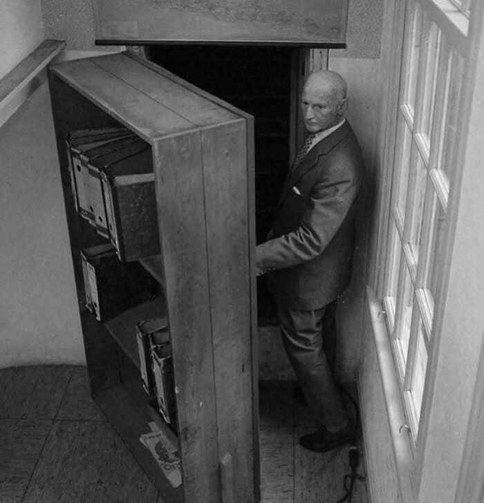"Anne Frank’s Father, Otto, Revisits The Attic Entrance Where He And His Family Hid For Two Years Before Their Betrayal. Amsterdam. 1960"