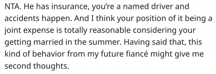 11. Her fiancé's behavior is enough to consider ending the relationship.