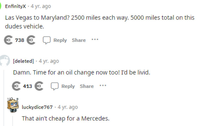 People immediately came to the comments to calculate the number of miles it took to go from one place to another, and it's astounding.