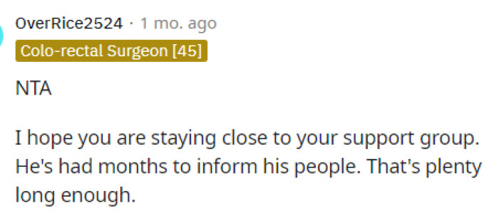 People really were letting her know that this was not okay and that the baby's father should have already been mentally prepared and told his people about it.