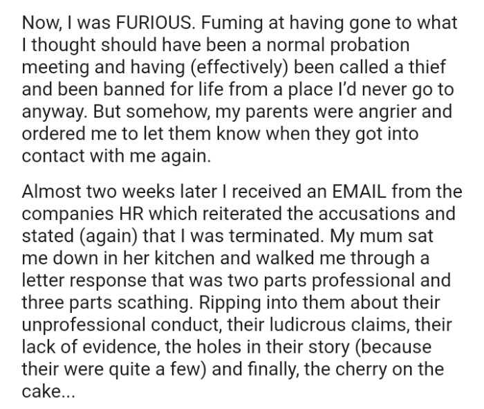 The OP's mum sat him down in her kitchen and walked him through a letter response