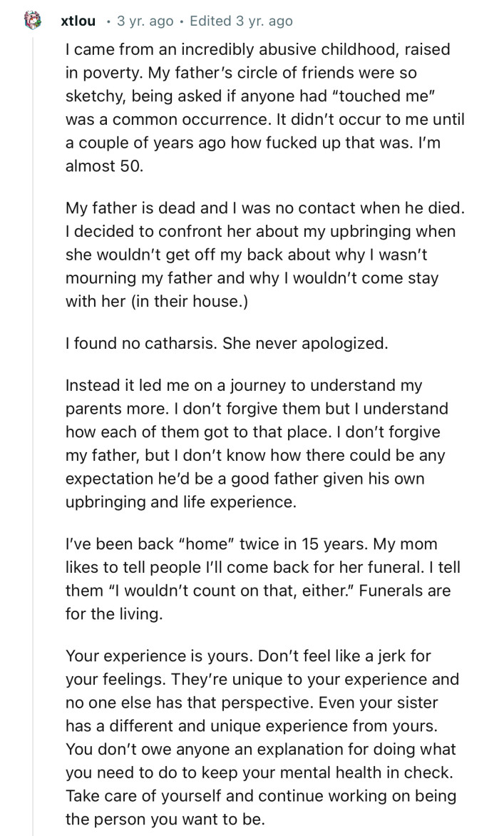 “Your experience is yours. Don’t feel like a jerk for your feelings.”