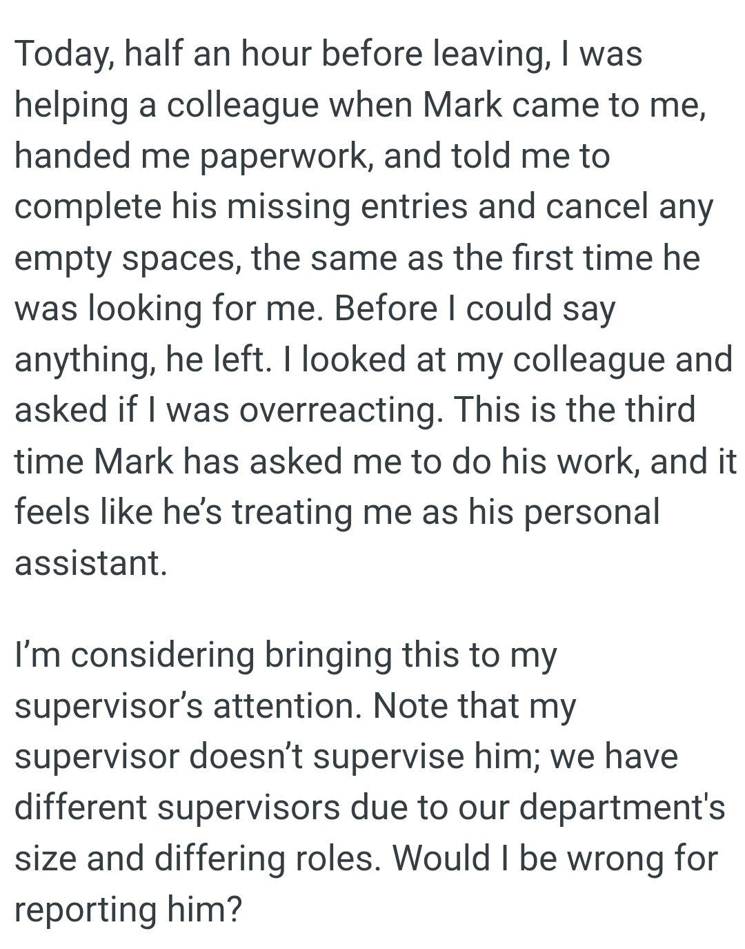 This is the third time Mark has asked the OP to do his work