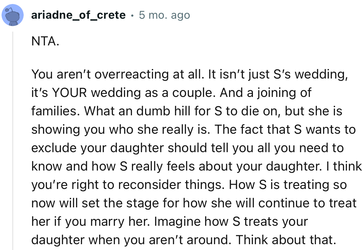 “The Fact That She Wants to Exclude Your Daughter Should Tell You All You Need to Know About How She Really Feels About Your Daughter.”