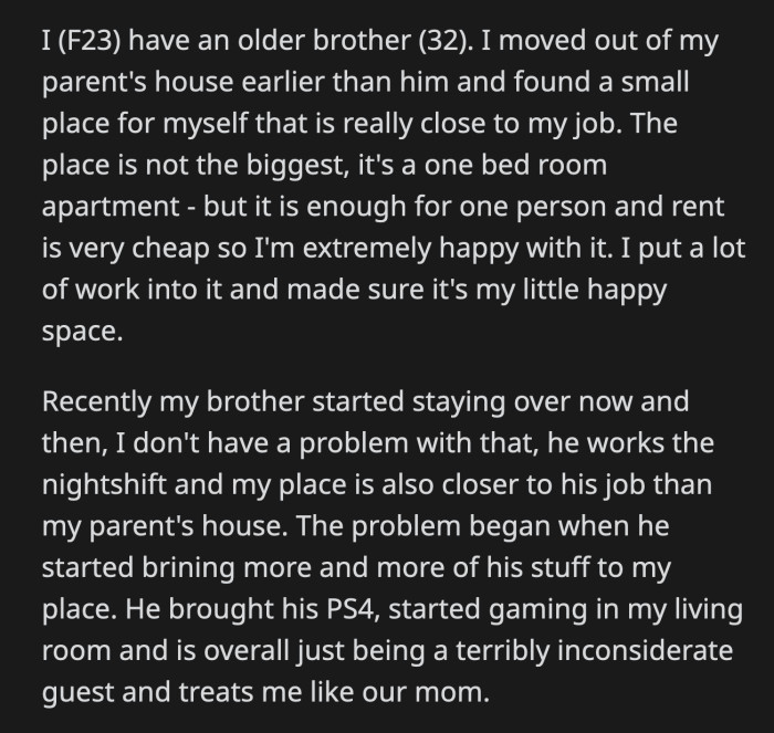 They said she will be an a**hole if she kicks out her brother