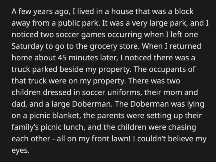 The OP Had Heard Enough. She Walked Over to Her Tap and Turned It On. It Was Attached to Her Sprinkler System.