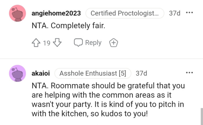 The OP's roommate should be grateful she is even offered help with the common areas.