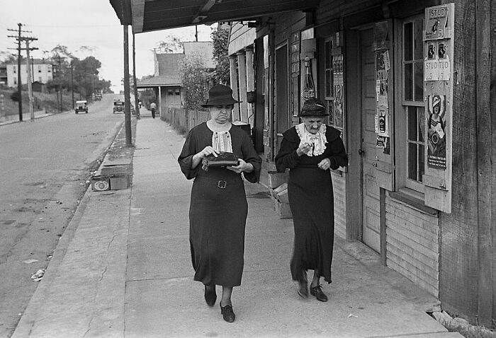 Two Women Walking Along Street In Natchez, Mississippi, 1935