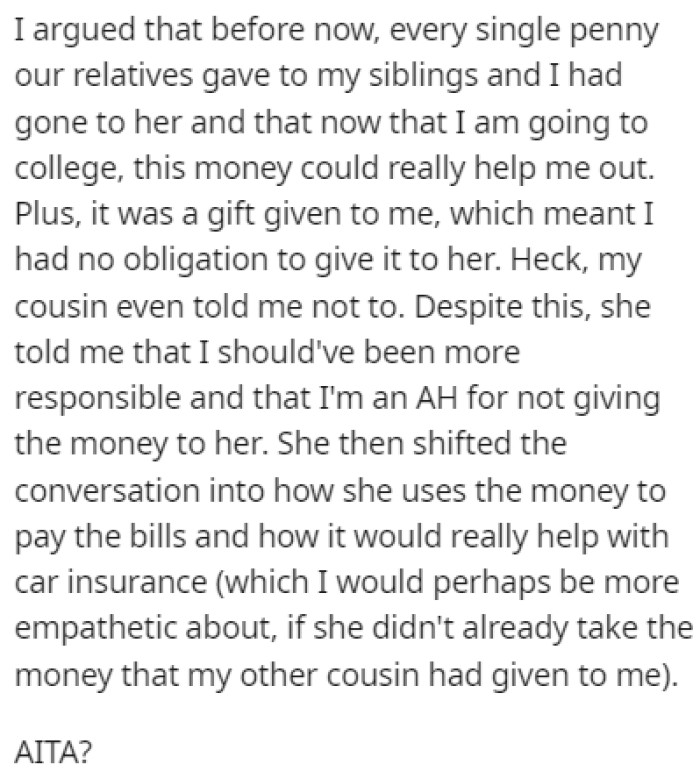 OP was mad that his mom wanted to take his money away and an argument broke out