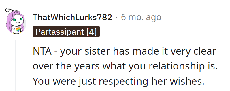 Sister wrote the script, OP just followed. Exiting the drama with a plot twist: respect!