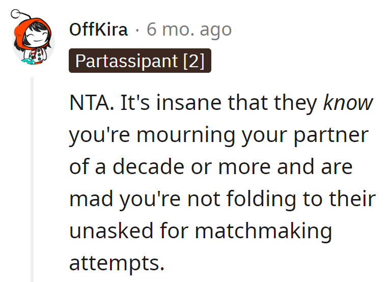 Friends expect matchmaking during a decade-long mourning—like asking a chess player to play poker. Different game, folks!