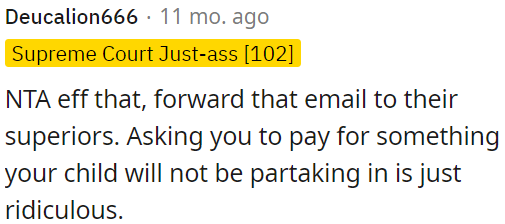It's absurd to be asked to pay for something your child won't use.