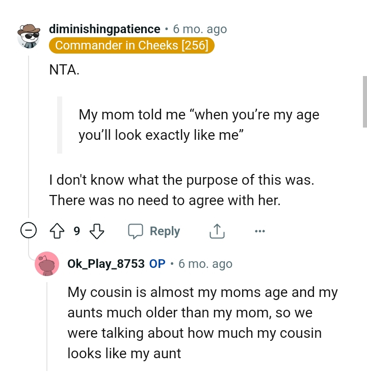 They Were Talking About How Much Her Cousin Looks Like Her Aunt