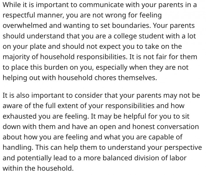 7. She should have a heart-to-heart conversation with her parents.