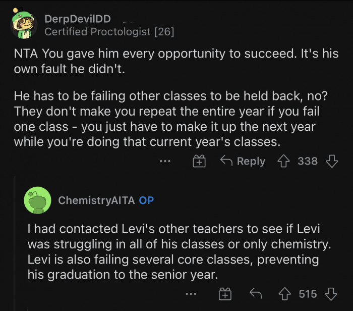 OP gave the student many opportunities to succeed, but he never seemed to care.