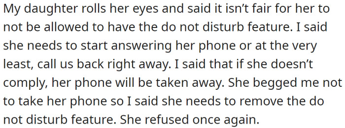 OP gave her daughter two choices, but she didn't seem to take them seriously: