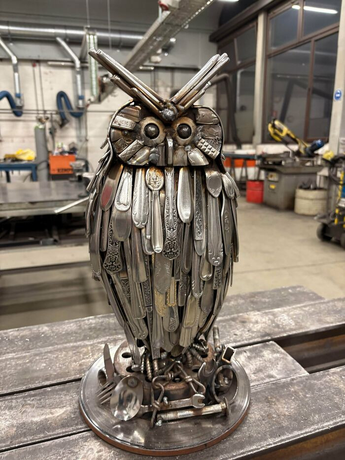 "Owl I Made From Scrapmetal And Cutlery"