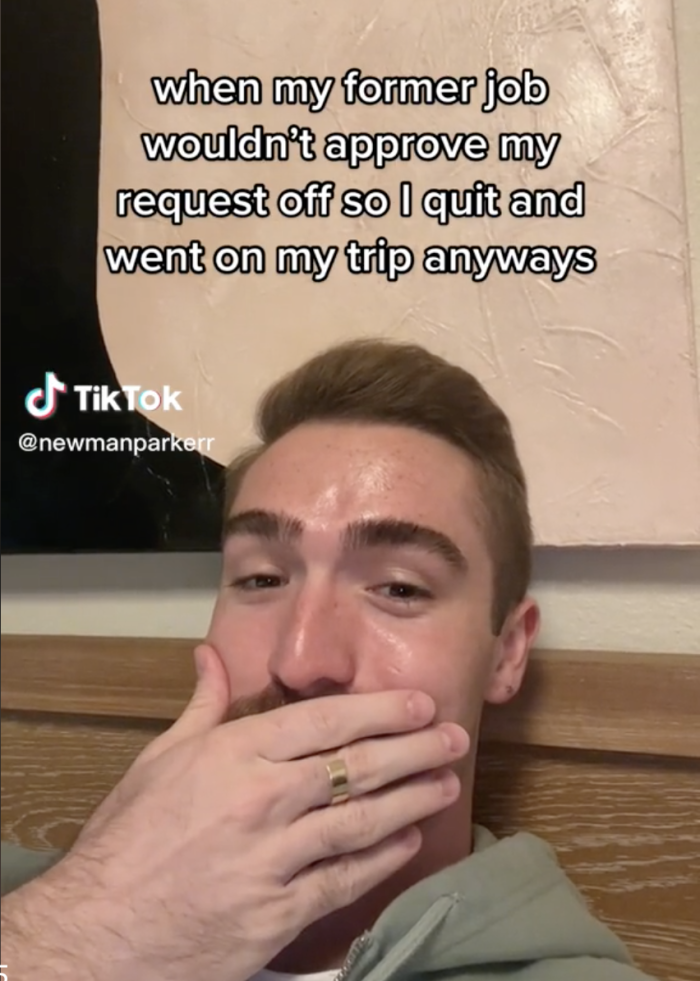 Supposedly, he planned a trip to Europe, but he didn't ask for vacation time before the deadline, so it was denied.