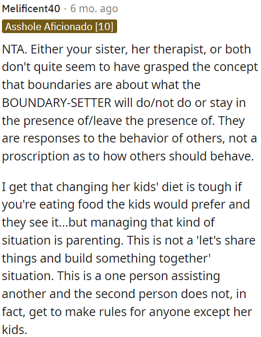 OP's sister shouldn't be making rules for anyone except her kids.